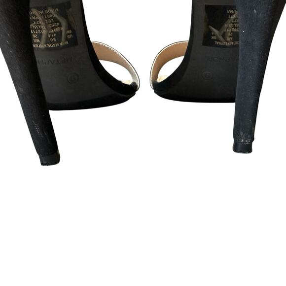 Metaphor Black Faux Suede Strappy Heels 9 - Picture 4 of 7